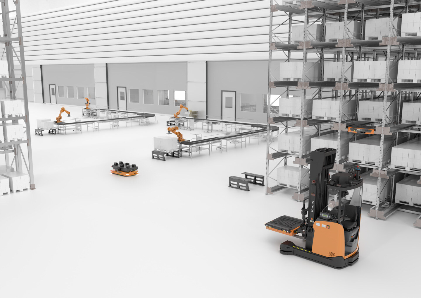 Automatisch opslagsysteem in magazijn