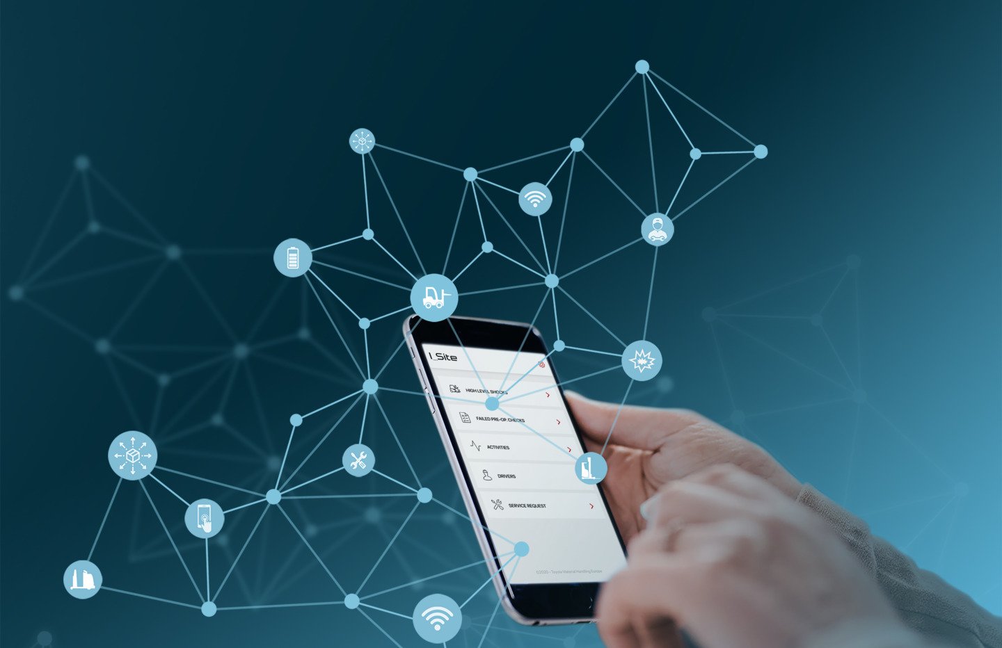 smartphone met I_Site vlootmanagement en veel datapunten